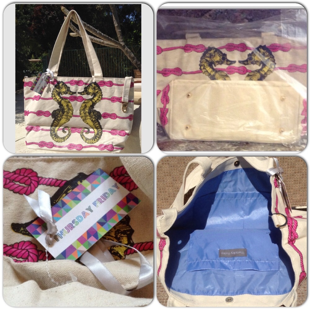 Thursday-Friday Sea Horse Canvas Beach Tote - Picture 3 of 4
